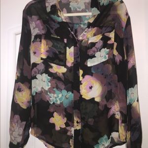 Black floral blouse